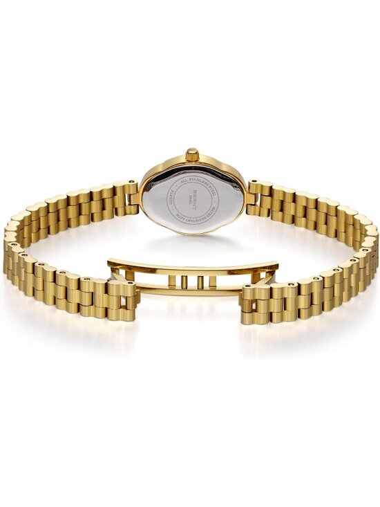 Womens Gold Black Vintage Copper Mirrors Shape Dainty Ladies Quartz Luxury Watch main image 4